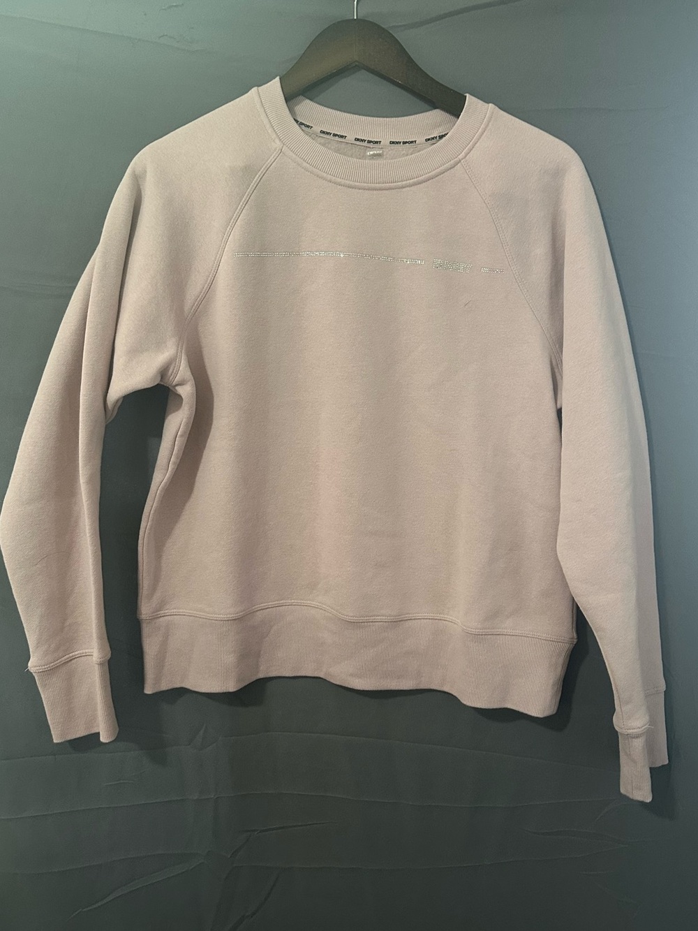DKNY Light Pink Crewneck Sweatshirt with Metallic Logo